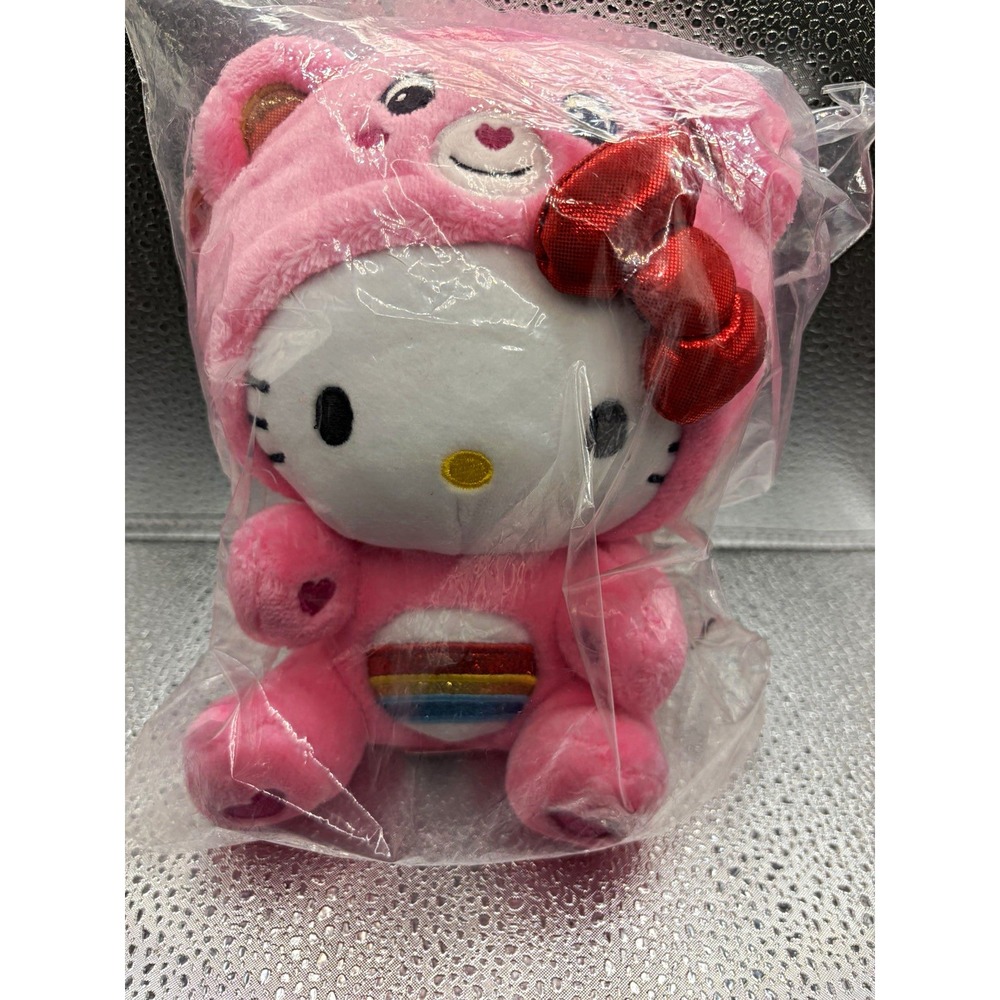 Hello Kitty Pink Bear Costume Plush Stuffed Animal Toy, Red White Animation